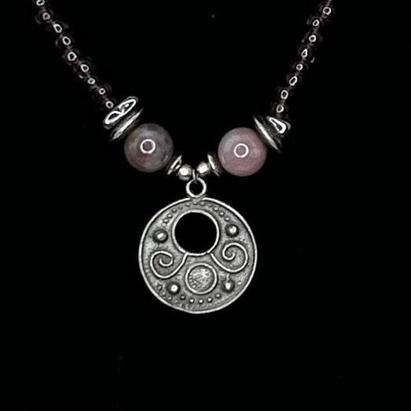 Boho Beaded Pendant Necklace Unisex 19" Multicolor Gem stones Single Strand - Picture 3 of 8